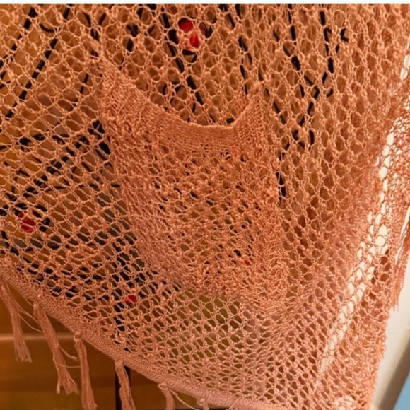 POL Camel Crochet Fringe Tunic - Picture 4 of 6